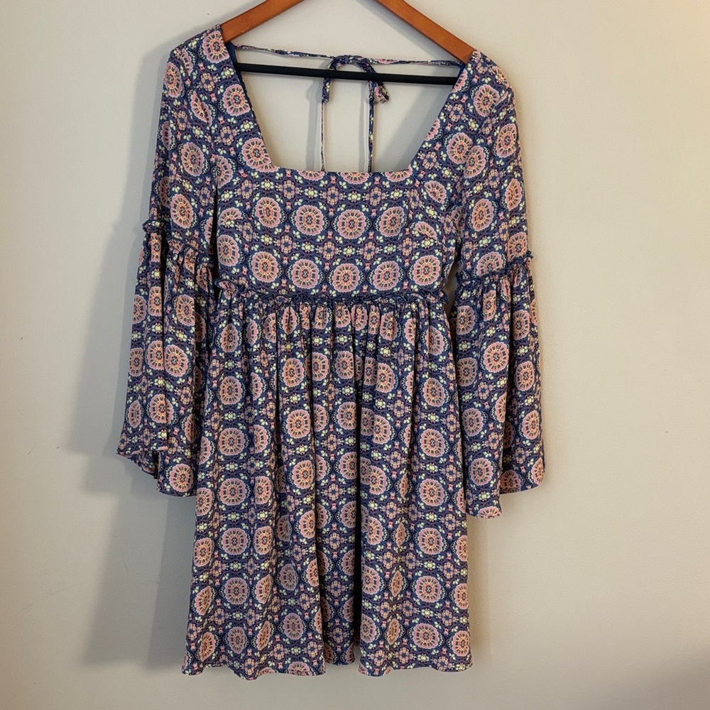 Bohemian Floral Bell Sleeve Dress